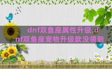 dnf双鱼座属性升级,dnf双鱼座宠物升级款没领到