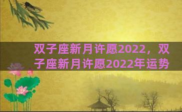 双子座新月许愿2022，双子座新月许愿2022年运势