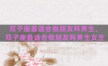 双子座最适合做朋友吗男生，双子座最适合做朋友吗男生女生