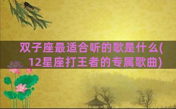 双子座最适合听的歌是什么(12星座打王者的专属歌曲)