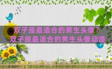 双子座最适合的男生头像？双子座最适合的男生头像动漫