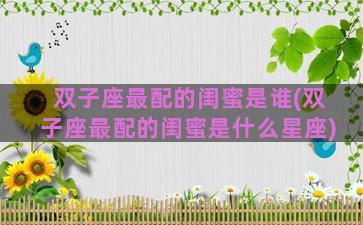 双子座最配的闺蜜是谁(双子座最配的闺蜜是什么星座)