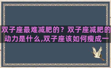 双子座最难减肥的？双子座减肥的动力是什么,双子座该如何瘦成一道闪电