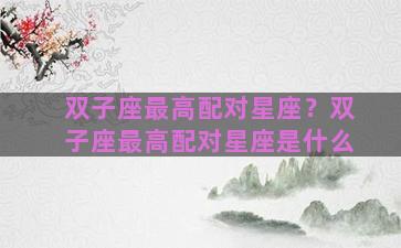 双子座最高配对星座？双子座最高配对星座是什么
