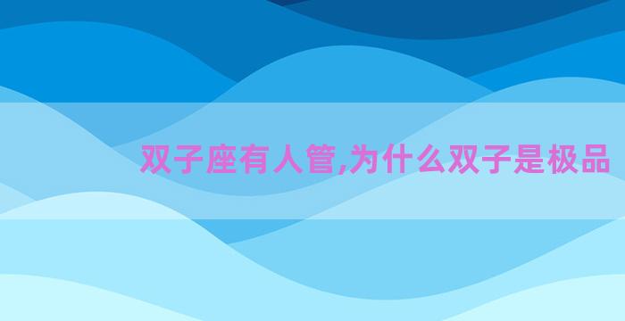 双子座有人管,为什么双子是极品