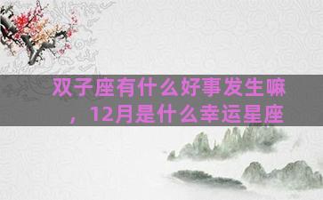 双子座有什么好事发生嘛，12月是什么幸运星座