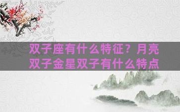 双子座有什么特征？月亮双子金星双子有什么特点