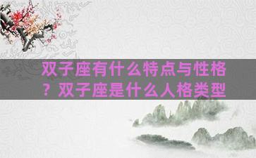 双子座有什么特点与性格？双子座是什么人格类型