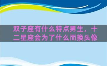 双子座有什么特点男生，十二星座会为了什么而换头像