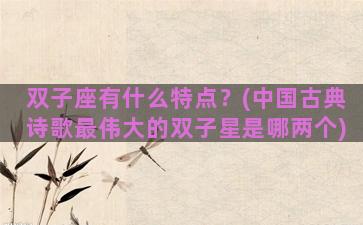 双子座有什么特点？(中国古典诗歌最伟大的双子星是哪两个)