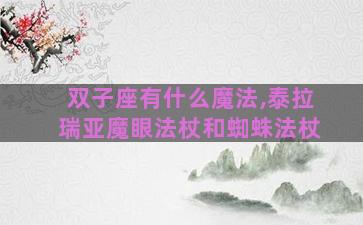 双子座有什么魔法,泰拉瑞亚魔眼法杖和蜘蛛法杖
