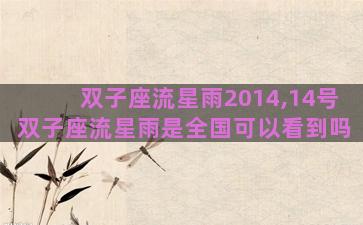 双子座流星雨2014,14号双子座流星雨是全国可以看到吗