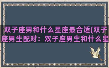 双子座男和什么星座最合适(双子座男生配对：双子座男生和什么星座女生最配)