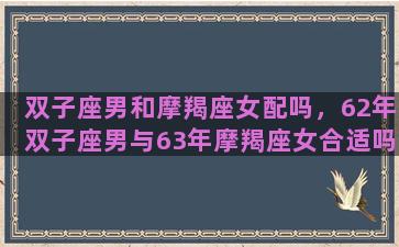 双子座男和摩羯座女配吗，62年双子座男与63年摩羯座女合适吗