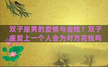 双子座男的爱情与金钱？双子座爱上一个人会为对方花钱吗