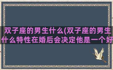 双子座的男生什么(双子座的男生什么特性在婚后会决定他是一个好爸爸？)