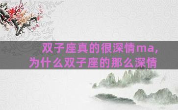 双子座真的很深情ma,为什么双子座的那么深情