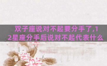 双子座说对不起要分手了,12星座分手后说对不起代表什么