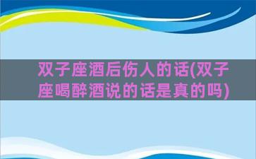 双子座酒后伤人的话(双子座喝醉酒说的话是真的吗)