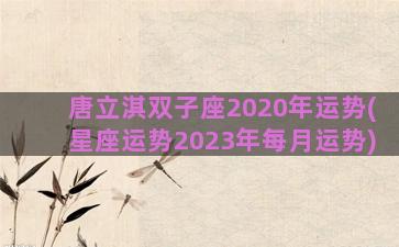 唐立淇双子座2020年运势(星座运势2023年每月运势)