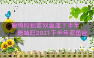 唐绮阳预言双鱼座下半年，唐绮阳2021下半年双鱼座