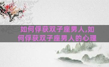 如何俘获双子座男人,如何俘获双子座男人的心理
