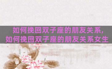 如何挽回双子座的朋友关系,如何挽回双子座的朋友关系女生
