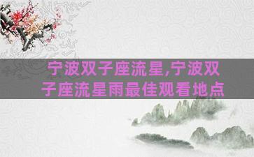 宁波双子座流星,宁波双子座流星雨最佳观看地点