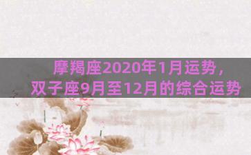 摩羯座2020年1月运势，双子座9月至12月的综合运势